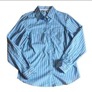 L.L. Bean Classic Cotton Striped Button Down Preppy Boating Outdoor Shirt Blouse